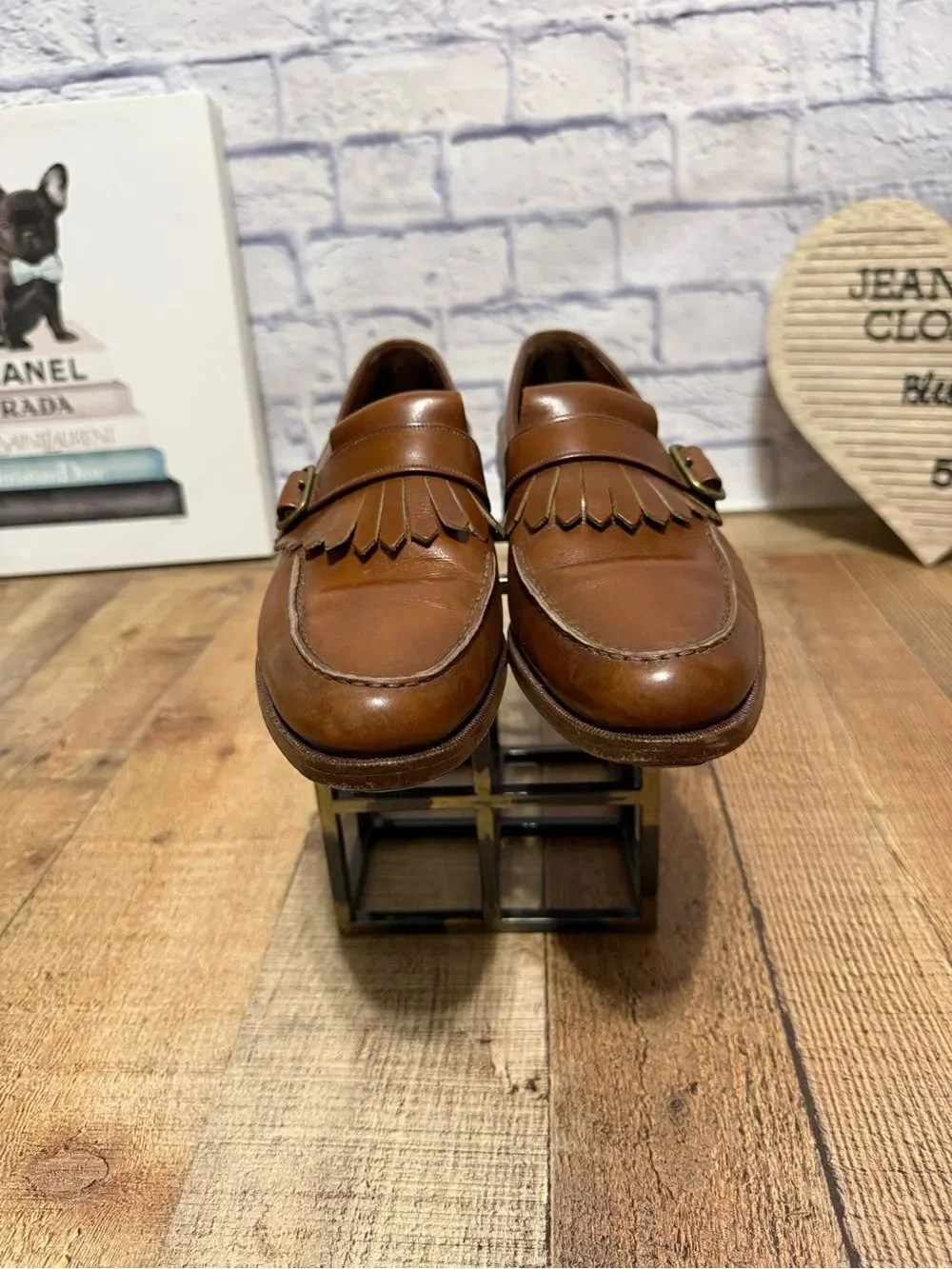 Vintage Polo Ralph Lauren Neiman Marcus Brown Leather Kiltie Monk Strap Loafers